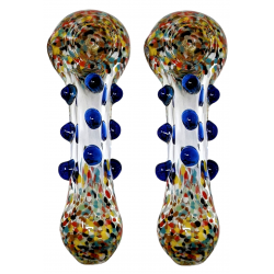 4.5" Frit Head & Mouth Multi Marble Hand Pipe (Pack of 2) - [ZD198]